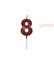 Candeline prestige metal 9 cm numero 8 rosso