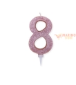 Candeline sweety 15 cm numero 8 glitter rose gold