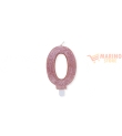 Candeline sweety 9 cm numero 0 glitter rose gold