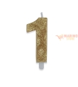 Candeline sweety 9 cm numero 1 glitter oro