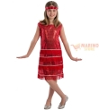 Costume Charleston Rosso Bambina 8-11 Anni – Abito con Frange e Paillettes