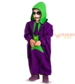 Costume Crazy Clown Baby 1/2 Anni - Tuta Viola e Verde con Cappuccio per Carnevale e Giochi Quotidiani