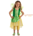 Costume Fatina Frilly Bambina 4-5 Anni in Busta con Gancio - Abito Verde con Gonna Gialla e Ali in Velo - Perfetto per Carnevale e Feste a Tema