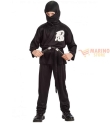 Costume Guerriero Ninja Bambino 6-9 Anni - Maglia, Pantaloni e Cappuccio Nero  - Perfetto per Carnevale e Feste a Tema