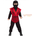 Costume Ninja Bambino 4-5 Anni - Casacca, Pantaloni e Pettorina Rosso - Perfetto per Carnevale e Feste a Tema