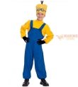 Costume Omino Giallo Bambino 4-5 Anni - Completo con Cappello e Tuta Azzurra - Perfetto per Carnevale e Feste a Tema