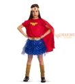 Costume Wonder 6-7 Anni in Busta con Gancio - Abito, Mantello, Cintura e Frontino da Super Girl