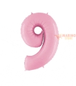 Palloncino numerone 9 in mylar da 1 mt rosa