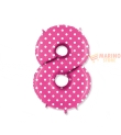 Palloncino numerone pois 8 in mylar da 1 mt fuxia