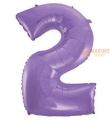 Palloncino Satin Velevet Lilac Mega numerone 2  in mylar da 101 cm - 1 pz