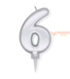 Immagine 0 di Candeline n°6 plump argento metal 10 cm