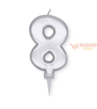 Immagine 0 di Candeline n°8 plump argento metal 10 cm