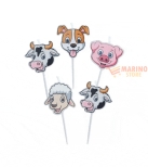 Immagine 0 di Candeline Picks Farm cm 8 - 5 pz