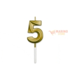 Immagine 0 di Candeline prestige metal 9 cm numero 5 oro