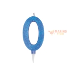 Immagine 0 di Candeline sweety 15 cm numero 0 glitter blu