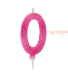 Immagine 0 di Candeline sweety 15 cm numero 0 glitter fuxia