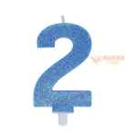 Immagine 0 di Candeline sweety 9 cm numero 2 glitter celeste