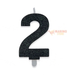 Immagine 0 di Candeline sweety 9 cm numero 2 glitter nero