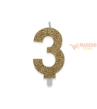 Immagine 0 di Candeline sweety 9 cm numero 3 glitter oro