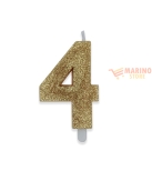 Immagine 0 di Candeline sweety 9 cm numero 4 glitter oro