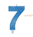 Immagine 0 di Candeline sweety 9 cm numero 7 glitter celeste