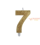 Immagine 0 di Candeline sweety 9 cm numero 7 glitter oro