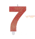 Immagine 0 di Candeline sweety 9 cm numero 7 glitter rosso