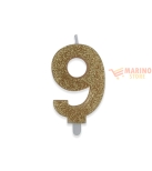 Immagine 0 di Candeline sweety 9 cm numero 9 glitter oro