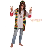 Immagine 0 di Costume Anni '70 Boy Uomo T.U. (M-L) - Casacca Bianca con Gilet Multicolore e Frange Rosse, in Busta con Gancio, Perfetto per Feste a Tema Hippie e Carnevale