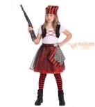 Immagine 0 di Costume Piratessa Bambina 4-5 Anni in Busta - Abito Rosso con Corpetto Nero e Bandana