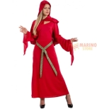 Immagine 1 di Costume Sacerdotessa Donna T.U. (S-M) - Abito Rosso con Mantellina, Cappuccio e Cintura, in Busta con Gancio