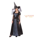 Immagine 0 di Costume Strega Glamour Donna T.U. (S-M-L) - Abito Lungo con Pizzo e Cappello, in Busta con Gancio