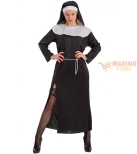 Immagine 0 di Costume Suora Donna T.U. (M-L) - Abito Nero con Spacco, Velo e Fascia Bianca, in Busta con Gancio, Perfetto per Carnevale e Feste a Tema