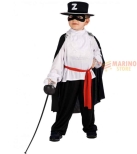 Immagine 0 di Costume Zorro Spadaccino Bambino 6/7 anni – Casacca Bianca, Mantello Nero, Mascherina e Cappello per Carnevale e Giochi