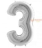 Immagine 0 di Palloncino Argento Mini numero 3 in mylar da 35 cm - 1 pz