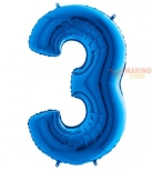 Immagine 0 di Palloncino Blu Mini numero 3 in mylar da 35 cm