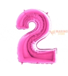 Immagine 0 di Palloncino Fucsia Mini numero 2 in mylar da 35 cm