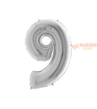 Immagine 0 di Palloncino numerone 9 in mylar da 1 mt argento