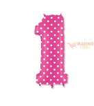 Immagine 0 di Palloncino numerone pois 1 in mylar da 1 mt fuxia