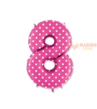 Immagine 0 di Palloncino numerone pois 8 in mylar da 1 mt fuxia