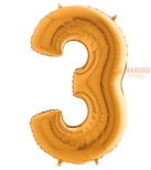 Immagine 0 di Palloncino Oro numero 3 in mylar da 35 cm