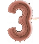 Immagine 0 di Palloncino Rosa Gold Mega numerone 3 in mylar da 101 cm - 1 pz