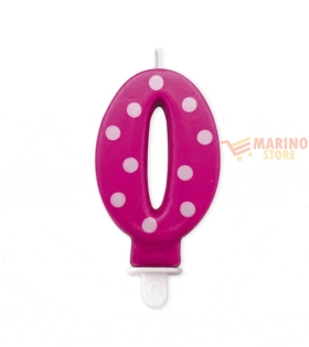 Candelina pois fuxia8,5 cm Numero 0