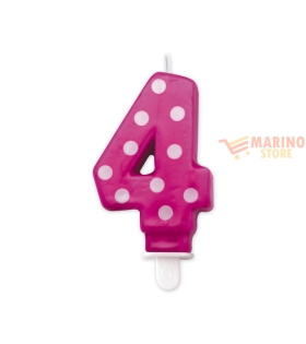 Candelina pois fuxia8,5 cm Numero 4