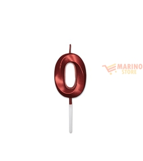 Candeline prestige metal 9 cm numero 0 rosso