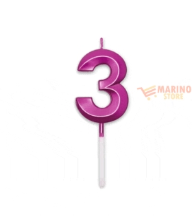 Candeline prestige metal 9 cm numero 3 fuxia