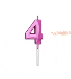 Candeline prestige metal 9 cm numero 4 fuxia