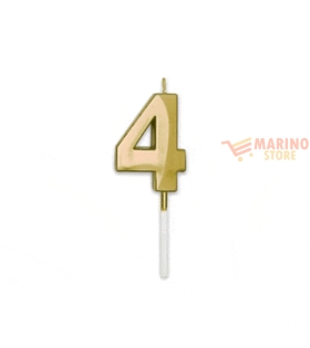 Candeline prestige metal 9 cm numero 4 oro