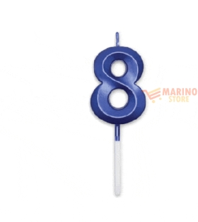 Candeline prestige metal 9 cm numero 8 blu