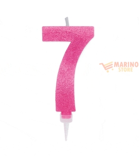 Candeline sweety 15 cm numero 7 glitter fuxia